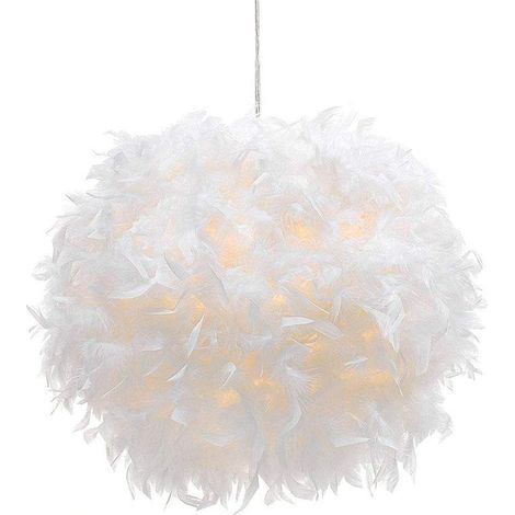 Plafonnier en plumes, suspension LED, suspension pour chambre à coucher idéal pour le salon, moderne et romantique, 45 cm (ampoules E27 non incluses) (1/5)