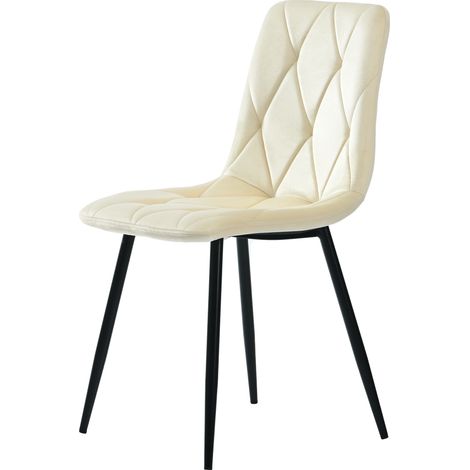 Lot 4 fauteuils beige - Velours - Design moderne - Structure métallique - Pieds métal - Pour salon, salle à manger, bureau (1/5)