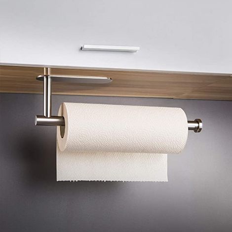 Porte-rouleau de cuisine, porte-rouleau de cuisine mural auto-adhésif sans perçage pour cuisine et salle de bain en acier 304 (1/3)