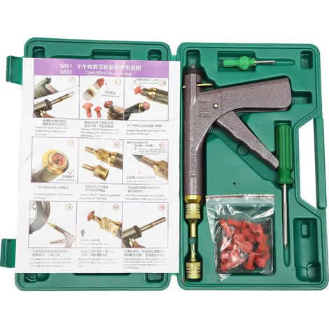 Pistola para reparar neumáticos sin cámara, construcción de hierro duradera, diseño eficiente y compacto. (1/2)