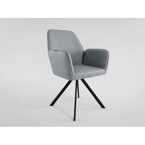Esszimmerstuhl Design Küchenstuhl Lian Kunstleder hellgrau Metallbeine (1/5)