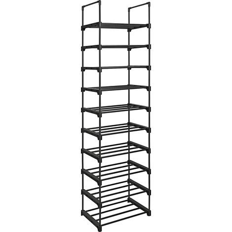 Etagère à chaussures en métal avec 10 étagères, DIY, étagère sur pied, peu encombrante, multifonctionnelle, salon, chambre à coucher, cuisine (1/5)