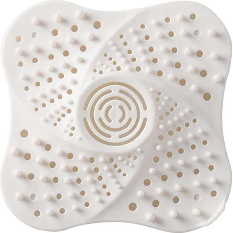 Protection de bonde en silicone, filtre de bonde de baignoire avec ventouse, filtre anti-cheveux pour douche, filtre en silicone pour lavabo, pour douche, baignoire (blanc, lot de 4) (1/5)