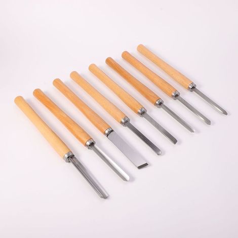8 pièces ensemble de ciseaux à bois ensemble de ciseaux à bois outils de tournage à bois ensemble de ciseaux de tour pour le tournage de bois dur (1/5)