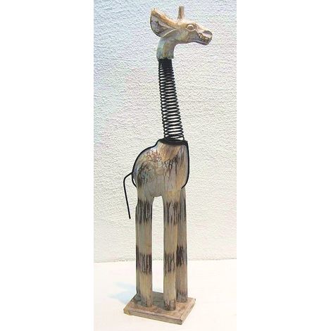 Giraffe aus Holz Deko Holzgiraffe Weiß Antik 70 cm