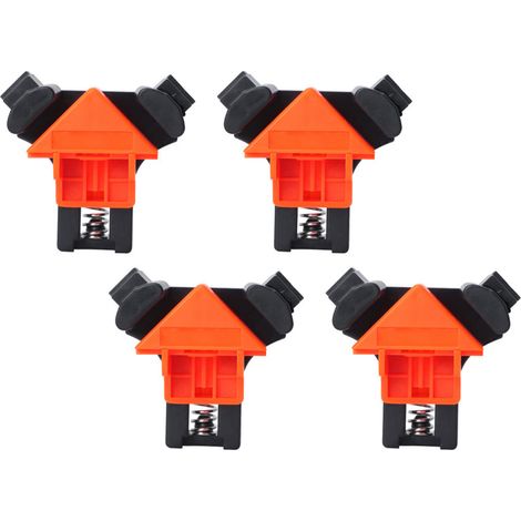 Lot de 4 pinces d'équerrage à 90° pour menuiserie, gabarit de perçage et fixation de cadres photo, dispositif de positionnement d'angle droit, outil d'installation pour atelier, étau de serrage en boi (1/5)