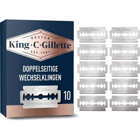 King C. Gillette Systemklingen für Rasierhobel 10er Doppelseitige Wechselklingen