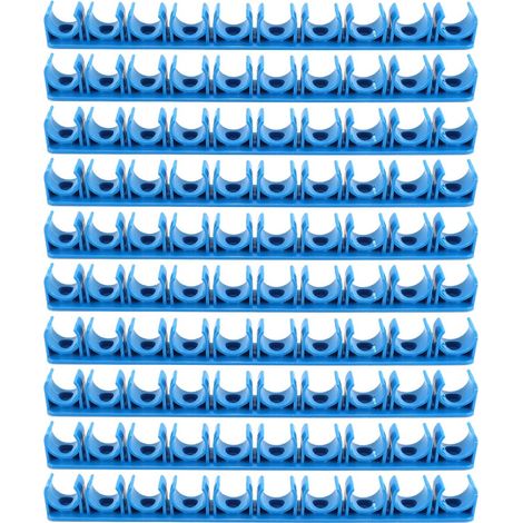10 Colliers De Fixation Pour Conduits PVC PSC 16 Mm, Supports De Tuyaux D'eau, 10 Emplacements De Trous (bleu) (1/4)
