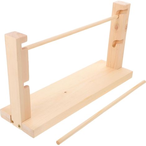 Porte-Rubans en Bois Massif à 2 Niveaux – Organisateur de Rubans pour Loisirs Créatifs et Couture – Présentoir pour Bobines de Rubans D’Emballage – Rangement Pratique pour Atelier (1/5)