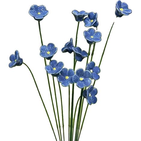 Fiori in ceramica, decorazione moderna e minimalista, non richiedono manutenzione, 14 pezzi, blu (1/2)