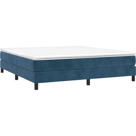 vidaXL Giroletto a Molle con Materasso Blu Scuro 160x200 cm in Velluto