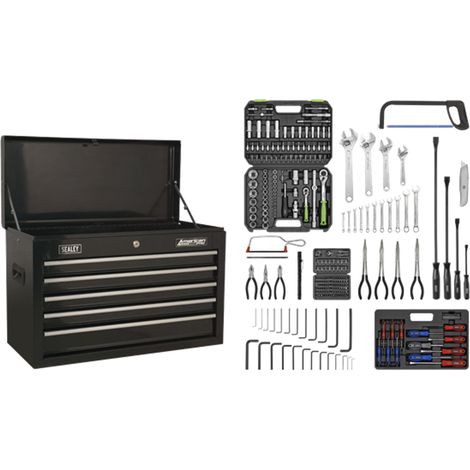Sealey AP225BCOMBO American PRO® Topchest 5 Drawer with 272pc Tool Kit - Black