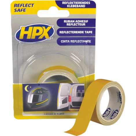 RUBAN ADHÉSIF RÉFLÉCHISSANT JAUNE 19MM X 1,5M HPX