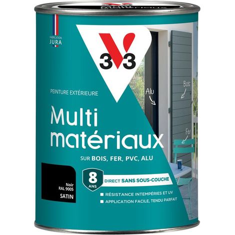 Peinture extérieure Multi-matériaux V33 Noir RAL 9005 Satin 1,5L