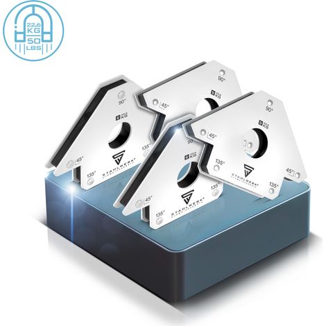 STAHLWERK 4 x angolo di saldatura magnetico 45° x 90° x 135°, 22,6 kg / 50 lbs set da 4