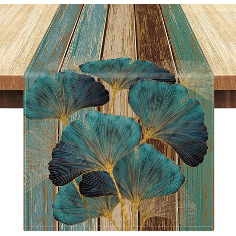 Chemin de Table Vert Bois Rayé Chemin Table Décoratif Table Runner Rétro Style Ferme pour Fêtes, Célébrations, Mariages, Anniversaire, Célébrations Party Décorations, 33x183cm