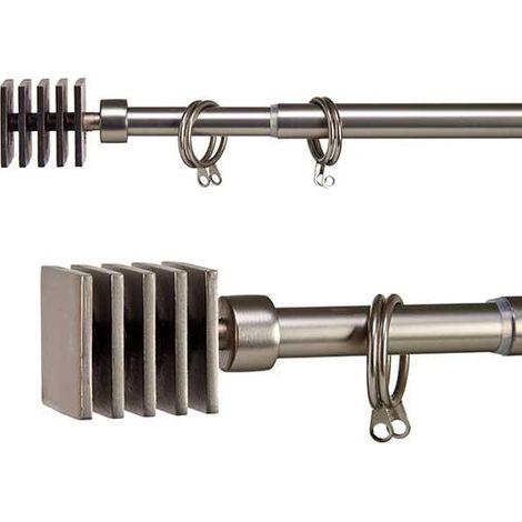 Tringle à Rideaux Extensible Métal Chromé Carré - 120 à 210cm (1/3)