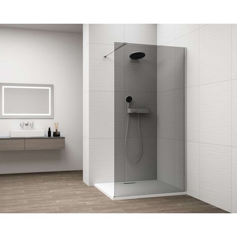 Polysan Esca - Mampara de ducha Walk-In 110 x 210 cm, Antidrop, cristal ahumado/cromo ES1211-01 (1/5)
