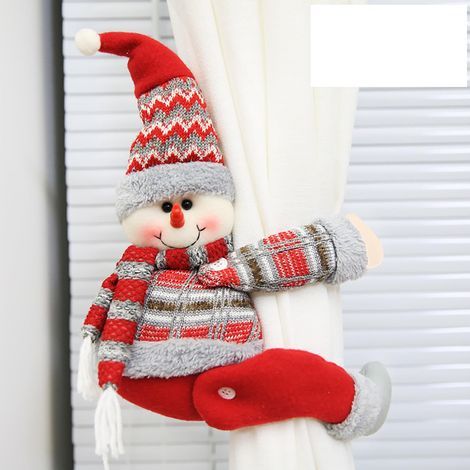 Weihnachtsfensterdekoration, Weihnachtsdekoration, Haken und Schleifen für Weihnachtsgardinen, Heimdekoration (rot) (1/5)