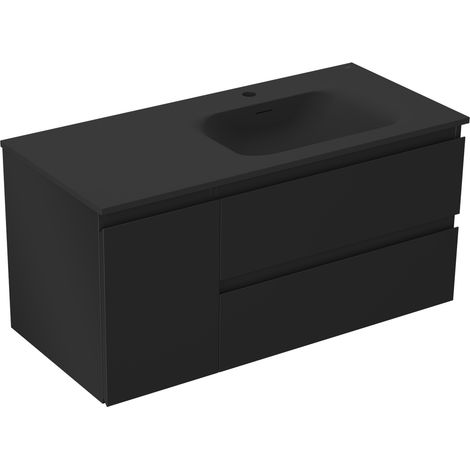 Mexen Orio armoire de salle de bain 100 cm avec lavabo Vela droit, 2S, 1D, noir mat - 91A13-10047-3-BBFFF71-W23P71 (1/5)