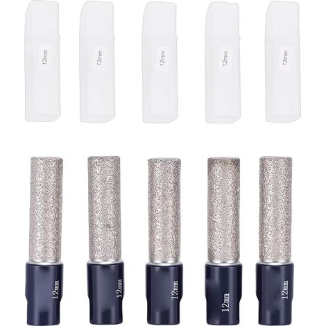 5 pièces ensemble de forets à sec 12mm forets de scie cloche pour carrelage M10 pour meuleuses d'angle granit marbre céramique verre carreaux de porcelaine pierres Pots de fleurs (1/5)