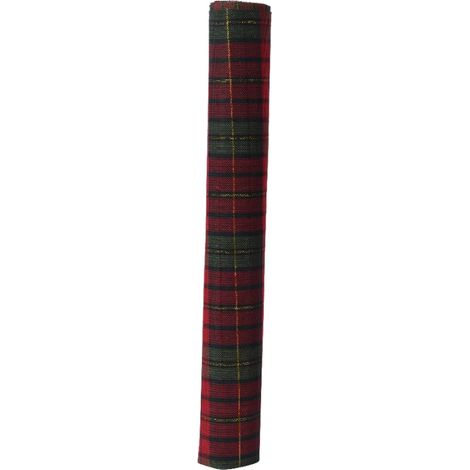 Rotolo di tessuto scozzese, color verde e rosso, decorazione natalizia per interno, in poliestere -Tartan Royal (1/4)