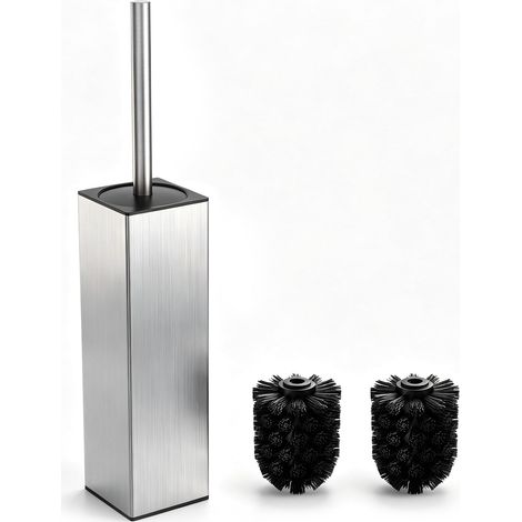 Brosses à Toilettes, Brosse WC INOX, Toilette WC avec Couvercle Anti-éclaboussures Fermé, (Argent) (1/5)
