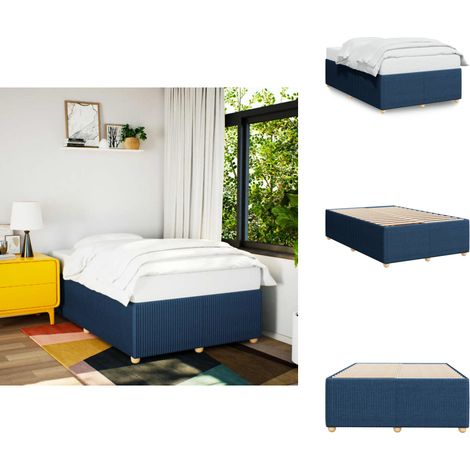 Bettgestell ohne Matratze Blau 120x200 cm Stoff - Bettgestell - Bettgestelle - Bett - Betten (1/5)