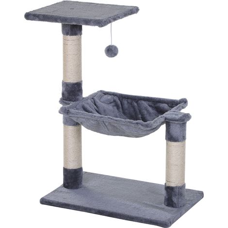 Cat Scratch Post Bed Cat Tree for Indoor Cats Sisal Scratching Posts Hammock Kitty Activity Centre Grey (1/5)