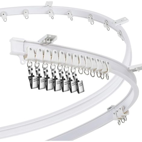 Tringle de rideau de plafond incurvée - Support flexible et droit pour tringle à rideaux - Pour lit superposé - Séparateur de pièce - 5 m (1/5)