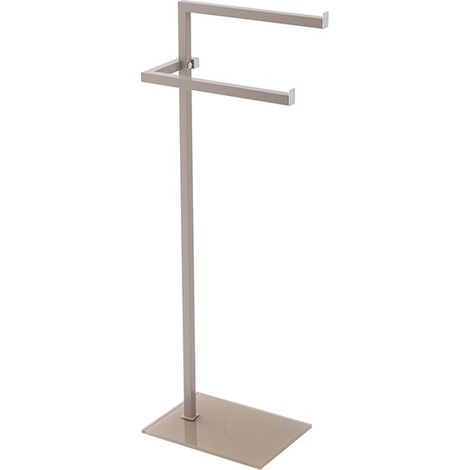 Piantana portasciugamani tortora in acciaio con base in vetro temperato 20x86,5x28 cm Feridras