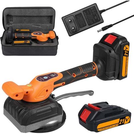 Vibreur Carrelage, Max.13500 R/min Ventouse Carrelage Électrique, 5 vitesses réglables, ventouse de 130mm & 2 batteries – outil précis et durable pour murs et sols (1/5)