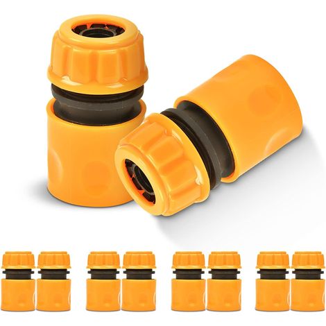 10 conectores rápidos de manguera de jardín de 1/2" - Conector de plástico para electrodomésticos de jardín, grifos y mangueras (1/5)