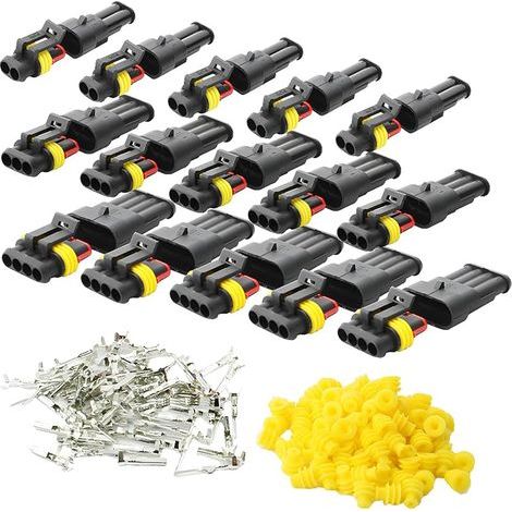 Imperméable à l'eau Connecteur, Électrique Prise Mâle et Femelle, AWG Connecteur étanche électrique pour Moto Scooter Auto Truck Marine Fil Harnais Sockets (2 Pin × 5P 3 Pin × 5P 4 Pin × 5P) (1/5)
