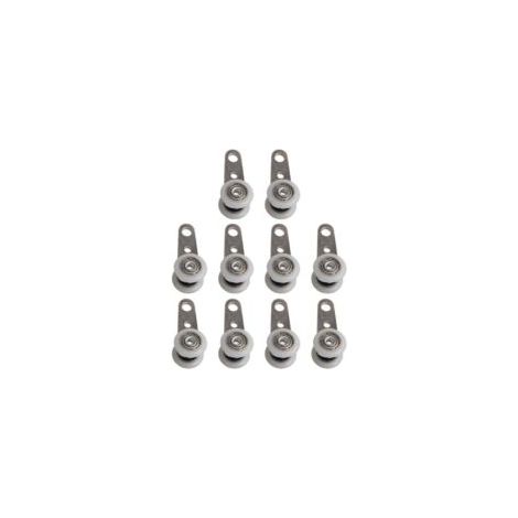 Ruote piroettanti, confezione da 10, 45 x 19 mm, con due ruote in plastica, per armadi, finestre, porte scorrevoli - Crezuo