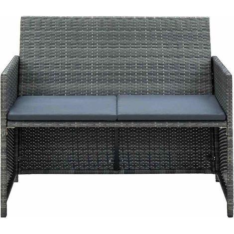 Divano da Giardino Divano da esterno a 2 Posti con Cuscini Grigio in Polyrattan (1/5)