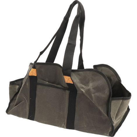 Porte-bûches pliable en toile cirée imperméable, grande capacité avec poignées robustes, antidérapant pour usage intérieur et extérieur, cheminée, poêle à bois et camping. (1/5)