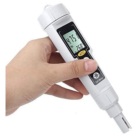 Salinometro Cafopgrill con doppio display LED LCD, modello CT3081, salinometro digitale portatile per la misurazione di temperatura e umidità in piscine con acqua salata. (1/5)