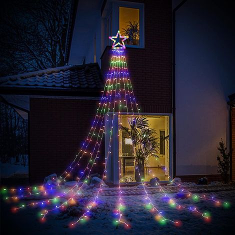 LED Lichterkette Außen Bunt 3.5 m 350 LED Weihnachtsbeleuchtung Aussen Strom lichterketten mit 8 Leuchtmodi, Wasserdicht für Party, Garten, Baum, Weihnachten Deko [Energieklasse G]