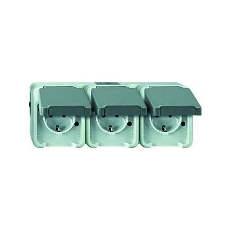 Merten SCHUKO-Dreifach-Steckdose lichtgrau MEG2391-8029 (1/5)