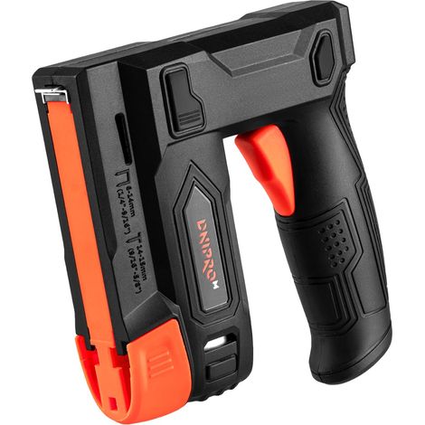 Dnipro‑M Grapadora a batería 3.6V 1500 mAh. Incluye 400 grapas y 100 clavos, compatible con grapas 6–14 mm y clavos 14–15 mm, carga USB‑C. CS-36 (1/5)