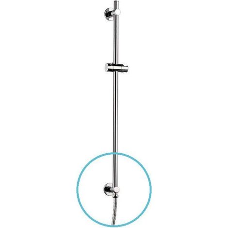 Barre de douche avec sortie d'eau, support réglable, ronde, 720mm, chromée (1/5)