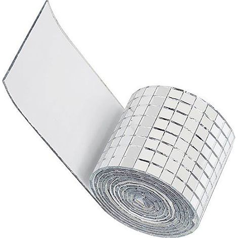 Lot de 3 carreaux de mosaïque miroir argentés 1464 grains acryliques autocollants 4 x 100 cm pour loisirs créatifs (1/5)