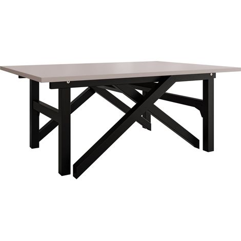 Mesa de centro convertible Oswego 151, Cachemira + Negro, 40x70x100cm, Diámetro: 0, Aglomerado laminado, Angular