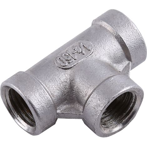 Nuovo raccordo a T a 3 vie, filettatura femmina, acciaio inossidabile SS 304 (1/4" 37 mm) (1/5)