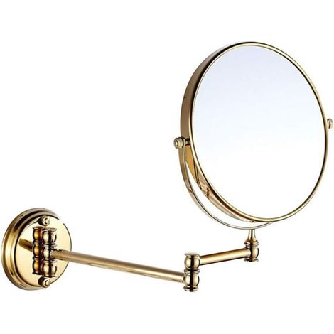 8-inch Gold Telescopic Folding Bathroom Mirror, Rotating Anti-Fog HD Beauty Mirror for Washing and Makeup, Multi-Angle Glasses (1/4)
