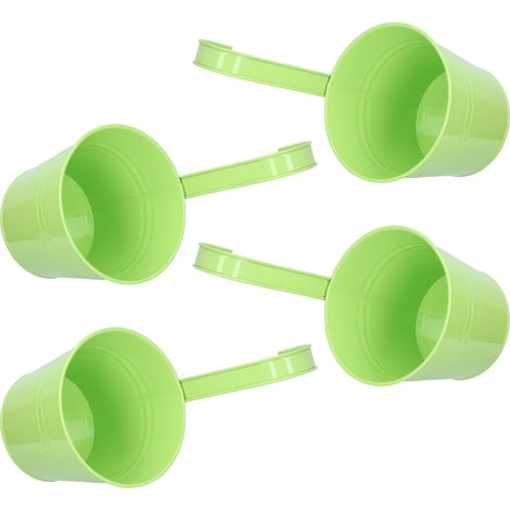 4 Pots de Fleurs Mural Détachables en Fer pour Plantes Succulentes - Accessoire Jardin Balcon Vert Clair