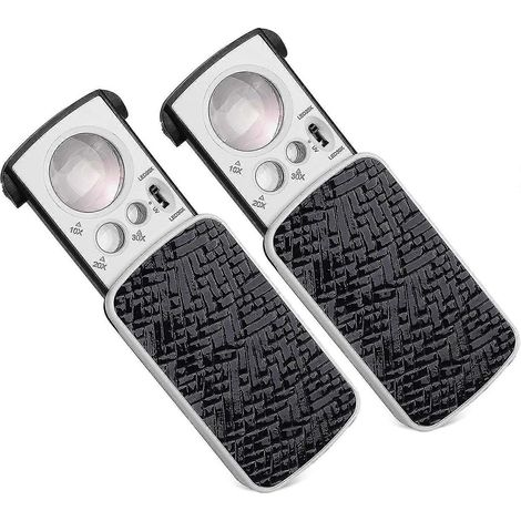 Lot de 2 loupes de bijoutier coulissantes à LED, grossissements 10x, 20x et 30x, loupe oculaire de bijoutier multi-puissance éclairée avec lumière noire UV pour pierres précieuses, bijoux, pièces de m (1/5)