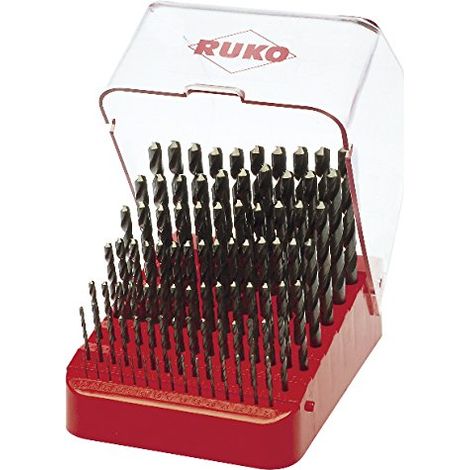 Set di punte da trapano HSS RUKO da 91 pezzi in una robusta e organizzata valigetta di plastica. (1/2)