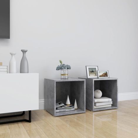 vidaXL Mobili Porta TV 2pz Grigio Cemento 37x35x37cm Legno Multistrato (1/5)